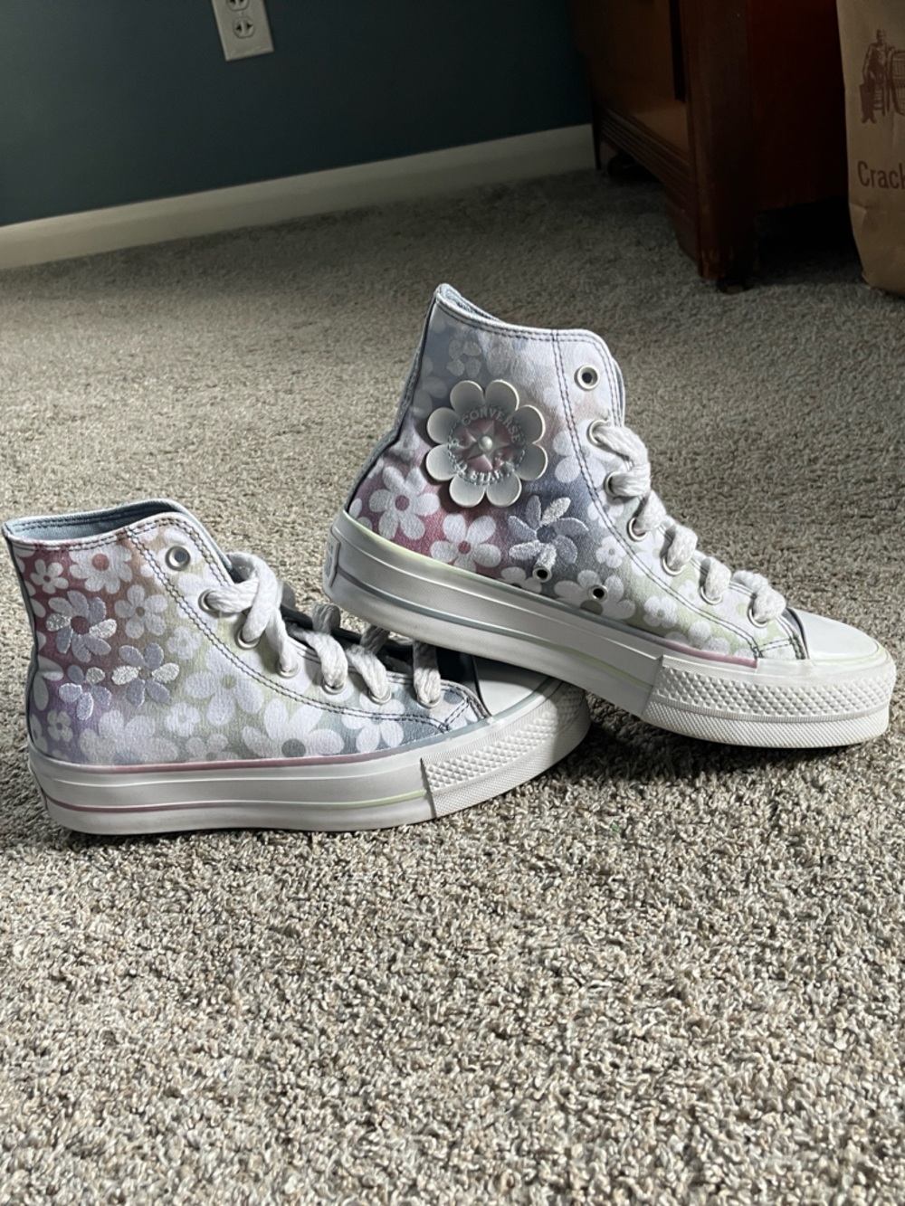 Converse Platform High-Top Floral Gradient Canvas Sneakers Women’s Size 8.5